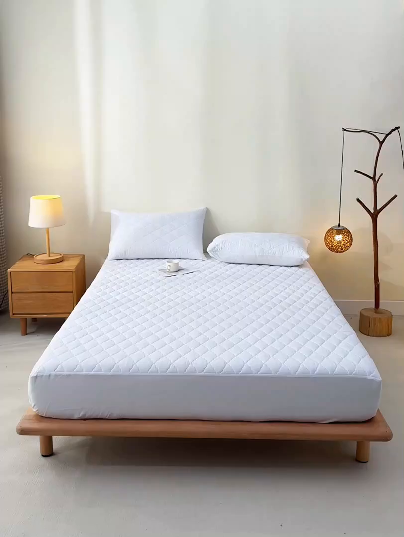 91家纺网 家纺一手货源 找家纺 禧合 2025新品外贸跨境电商亚马逊速卖通亲肤磨毛防水夹棉单床笠欧美尺寸多多跨境平台TEMU SHEIN 云朵白