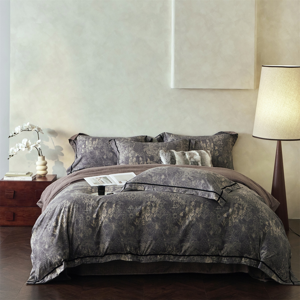 91家纺网 家纺一手货源 找家纺 优悦生活馆 2025新款高克重原麻印花四件套 铜雀