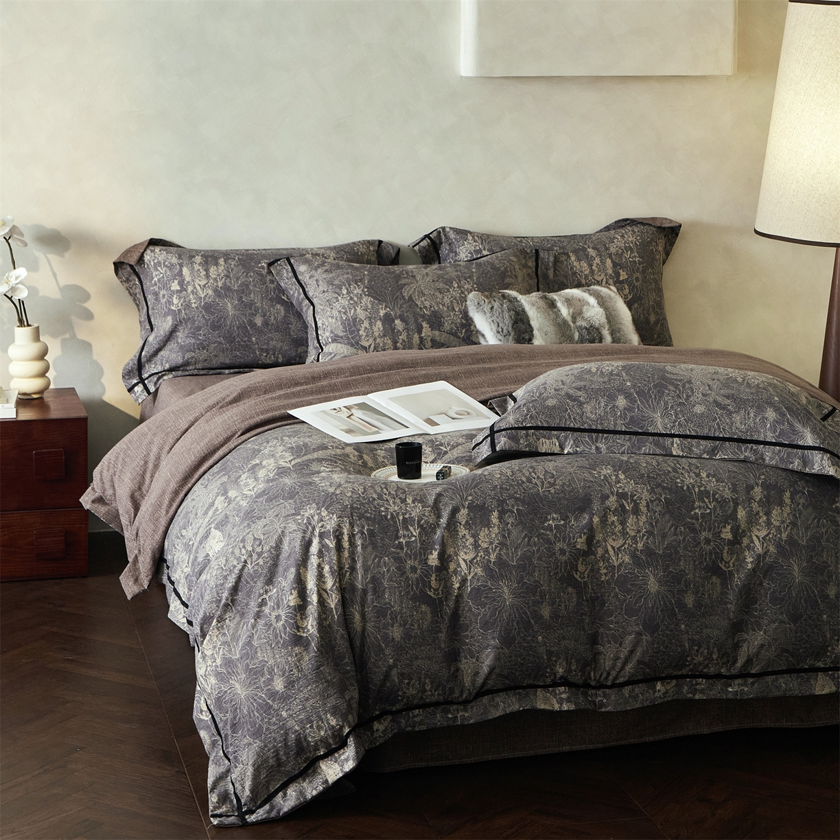 91家纺网 家纺一手货源 找家纺 优悦生活馆 2025新款高克重原麻印花四件套 铜雀