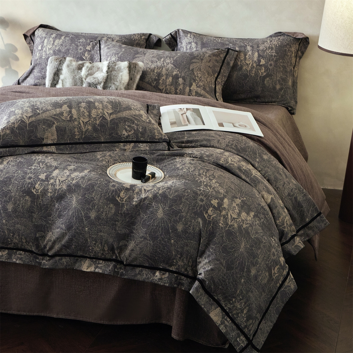 91家纺网 家纺一手货源 找家纺 优悦生活馆 2025新款高克重原麻印花四件套 铜雀