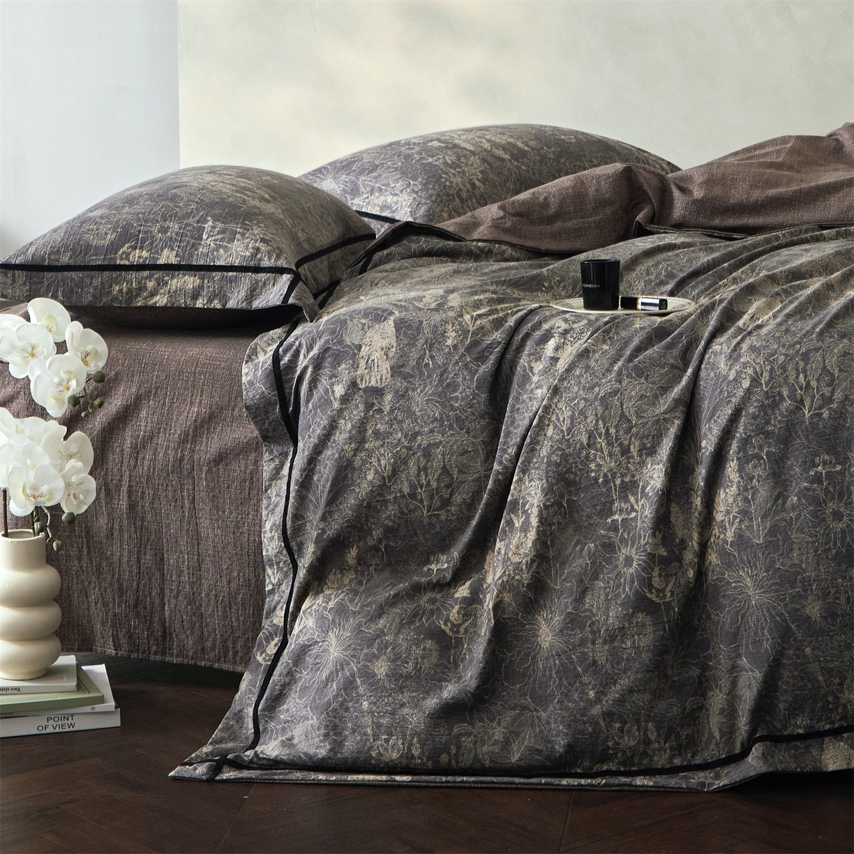 91家纺网 家纺一手货源 找家纺 优悦生活馆 2025新款高克重原麻印花四件套 铜雀