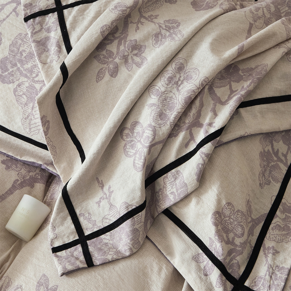 91家纺网 家纺一手货源 找家纺 优悦生活馆 2025新款高克重原麻印花四件套 砚秋