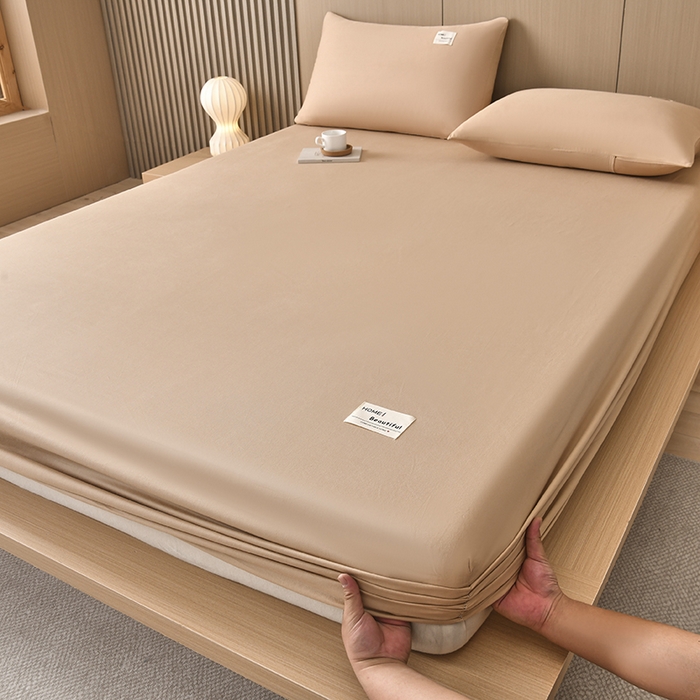 91家纺网 家纺一手货源 找家纺 禧合 2025新品外贸跨境电商亚马逊速卖通40支全棉纯棉单床笠欧美尺寸多多跨境平台TEMU SHEIN 卡其