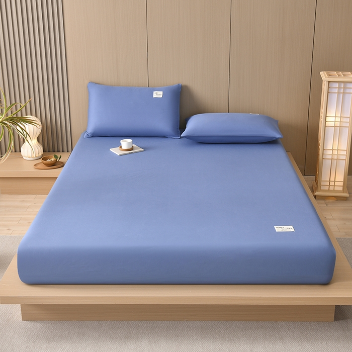 91家纺网 家纺一手货源 找家纺 禧合 2025新品外贸跨境电商亚马逊速卖通40支全棉纯棉单床笠欧美尺寸多多跨境平台TEMU SHEIN 兰色