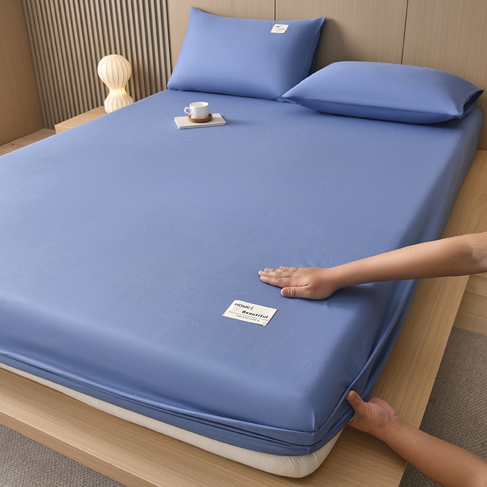 91家纺网 家纺一手货源 找家纺 禧合 2025新品外贸跨境电商亚马逊速卖通40支全棉纯棉单床笠欧美尺寸多多跨境平台TEMU SHEIN 兰色