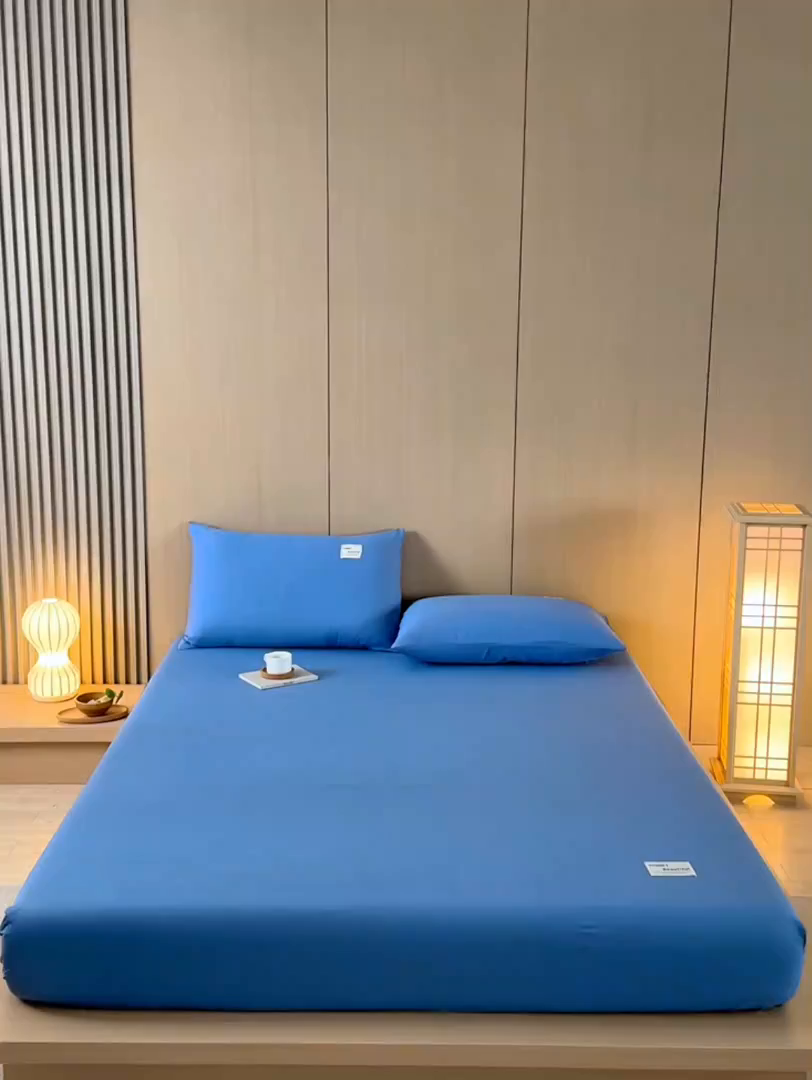 91家纺网 家纺一手货源 找家纺 禧合 2025新品外贸跨境电商亚马逊速卖通40支全棉纯棉单床笠欧美尺寸多多跨境平台TEMU SHEIN 兰色