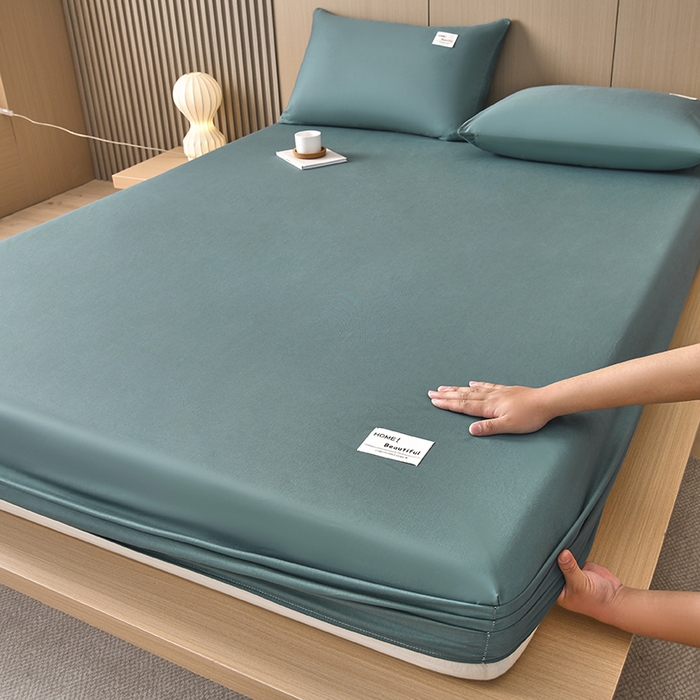 91家纺网 家纺一手货源 找家纺 禧合 2025新品外贸跨境电商亚马逊速卖通40支全棉纯棉单床笠欧美尺寸多多跨境平台TEMU SHEIN 墨绿