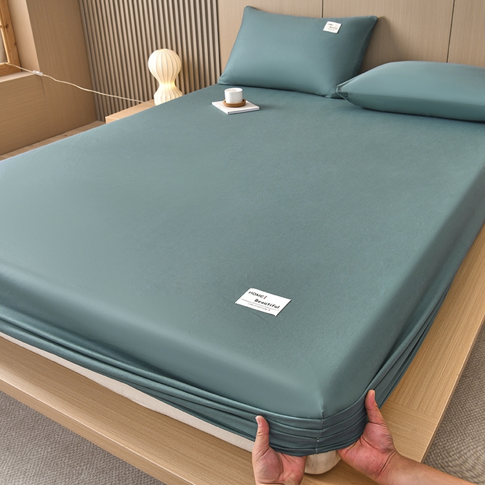 91家纺网 家纺一手货源 找家纺 禧合 2025新品外贸跨境电商亚马逊速卖通40支全棉纯棉单床笠欧美尺寸多多跨境平台TEMU SHEIN 墨绿