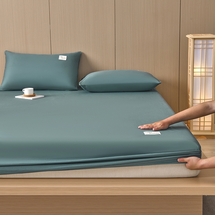 91家纺网 家纺一手货源 找家纺 禧合 2025新品外贸跨境电商亚马逊速卖通40支全棉纯棉单床笠欧美尺寸多多跨境平台TEMU SHEIN 墨绿