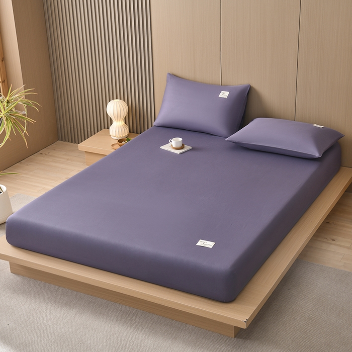 91家纺网 家纺一手货源 找家纺 禧合 2025新品外贸跨境电商亚马逊速卖通40支全棉纯棉单床笠欧美尺寸多多跨境平台TEMU SHEIN 紫色