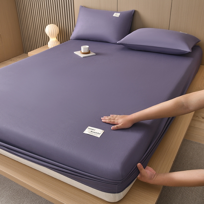 91家纺网 家纺一手货源 找家纺 禧合 2025新品外贸跨境电商亚马逊速卖通40支全棉纯棉单床笠欧美尺寸多多跨境平台TEMU SHEIN 紫色