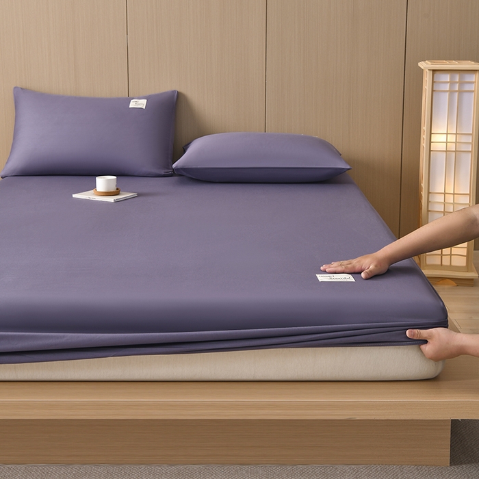 91家纺网 家纺一手货源 找家纺 禧合 2025新品外贸跨境电商亚马逊速卖通40支全棉纯棉单床笠欧美尺寸多多跨境平台TEMU SHEIN 紫色