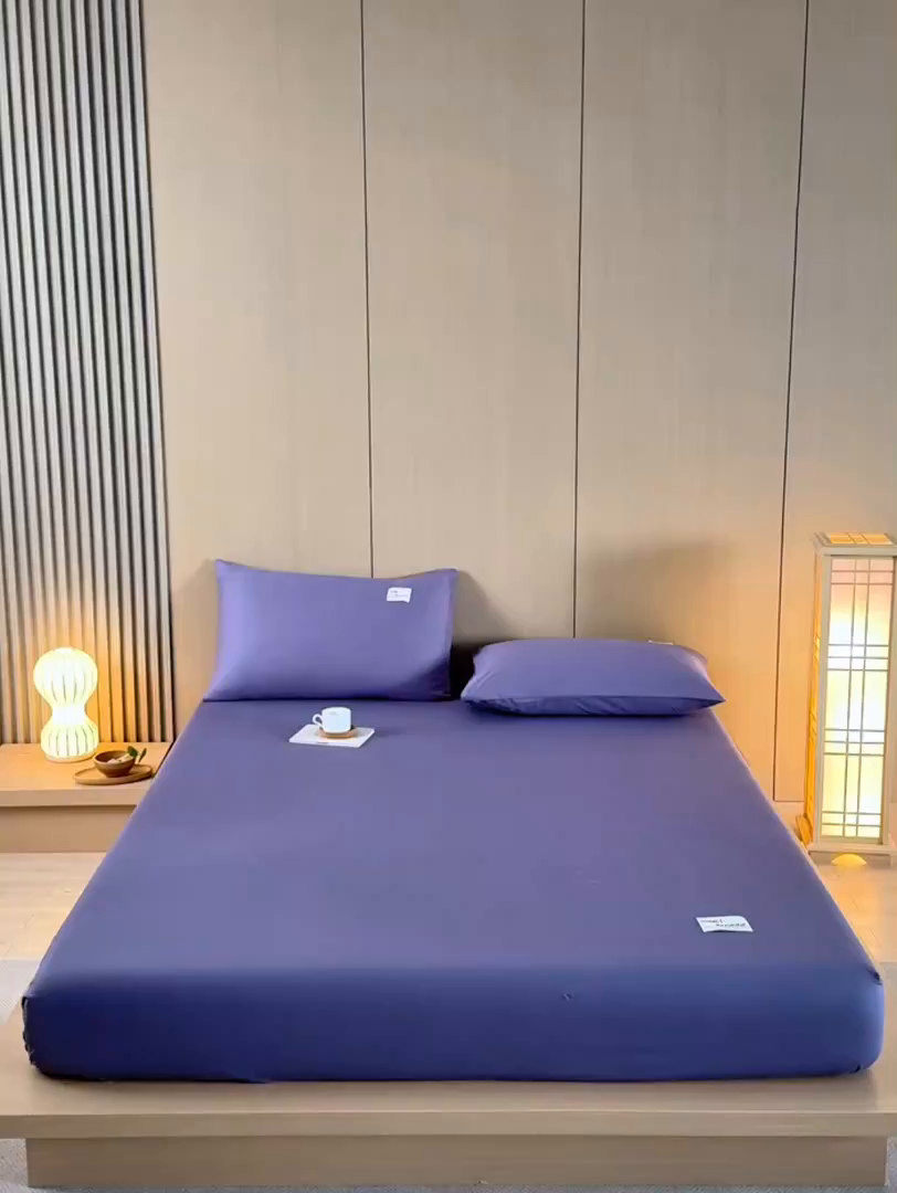 91家纺网 家纺一手货源 找家纺 禧合 2025新品外贸跨境电商亚马逊速卖通40支全棉纯棉单床笠欧美尺寸多多跨境平台TEMU SHEIN 紫色