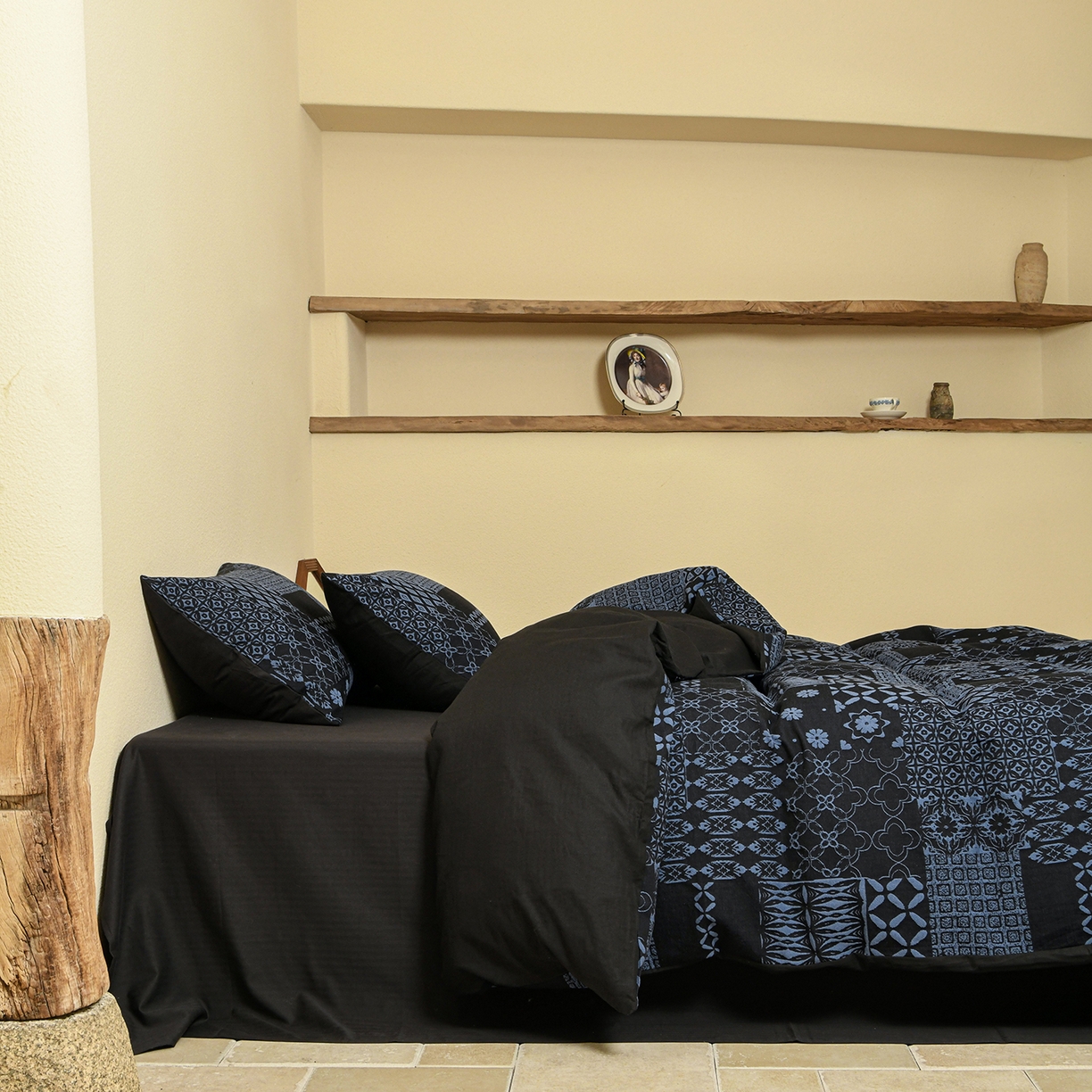 91家纺网 家纺一手货源 找家纺 山舍家居 2025新款全棉色织提花磨毛四件套-霍德华庄园（提供买家秀） 霍德华庄园-蓝