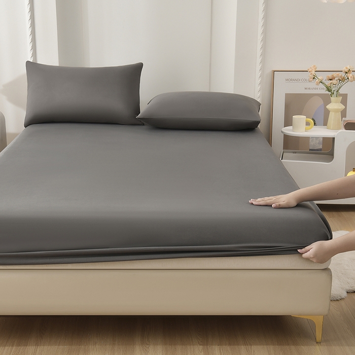 91家纺网 家纺一手货源 找家纺 禧合 2025新品外贸跨境电商亚马逊速卖通亲肤化纤磨毛单床笠欧美尺寸多多跨境平台TEMU SHEIN 墨渊灰