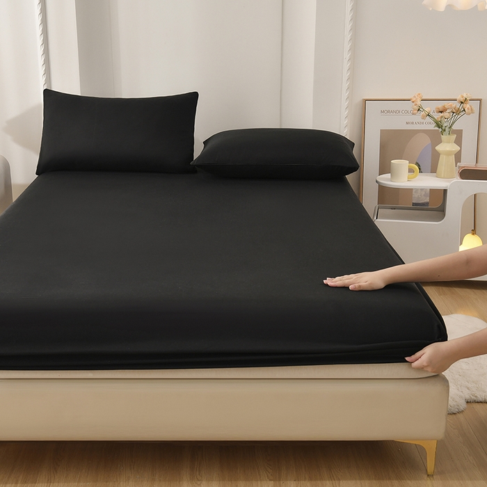 91家纺网 家纺一手货源 找家纺 禧合 2025新品外贸跨境电商亚马逊速卖通亲肤化纤磨毛单床笠欧美尺寸多多跨境平台TEMU SHEIN 晶石黑