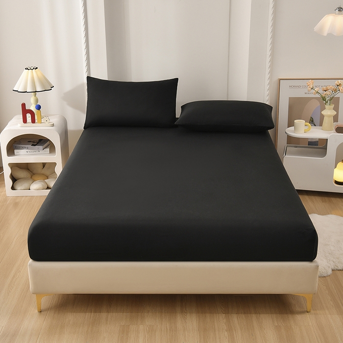 91家纺网 家纺一手货源 找家纺 禧合 2025新品外贸跨境电商亚马逊速卖通亲肤化纤磨毛单床笠欧美尺寸多多跨境平台TEMU SHEIN 晶石黑