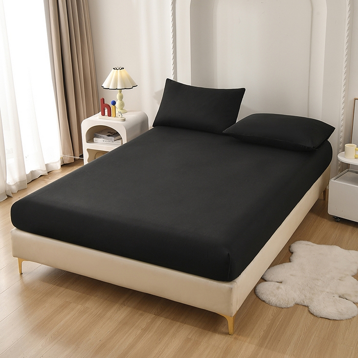 91家纺网 家纺一手货源 找家纺 禧合 2025新品外贸跨境电商亚马逊速卖通亲肤化纤磨毛单床笠欧美尺寸多多跨境平台TEMU SHEIN 晶石黑