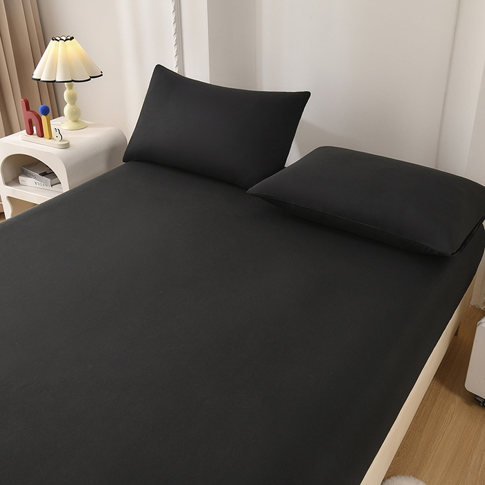 91家纺网 家纺一手货源 找家纺 禧合 2025新品外贸跨境电商亚马逊速卖通亲肤化纤磨毛单床笠欧美尺寸多多跨境平台TEMU SHEIN 晶石黑