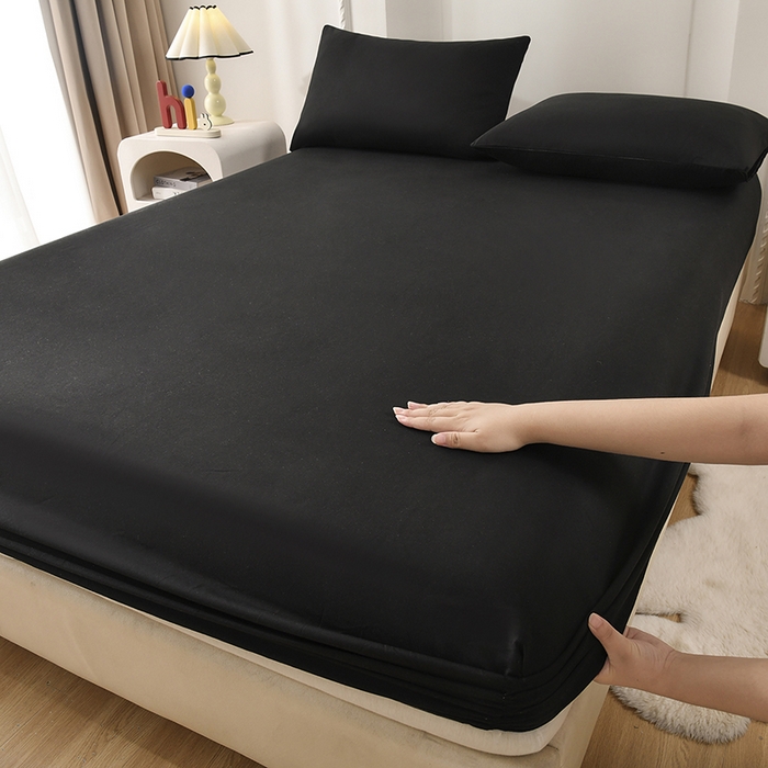 禧合 2025新品外贸跨境电商亚马逊速卖通亲肤化纤磨毛单床笠欧美尺寸多多跨境平台TEMU SHEIN 晶石黑