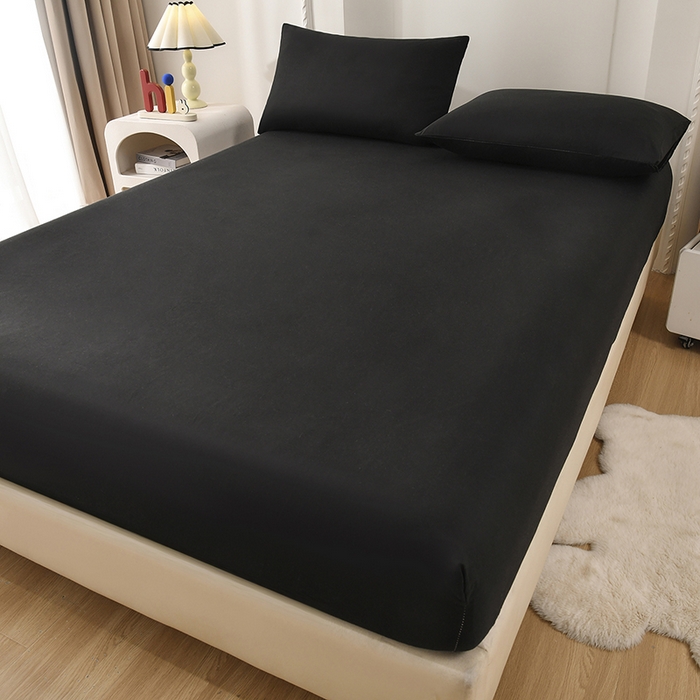 91家纺网 家纺一手货源 找家纺 禧合 2025新品外贸跨境电商亚马逊速卖通亲肤化纤磨毛单床笠欧美尺寸多多跨境平台TEMU SHEIN 晶石黑