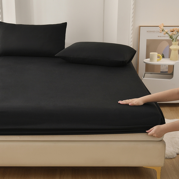 91家纺网 家纺一手货源 找家纺 禧合 2025新品外贸跨境电商亚马逊速卖通亲肤化纤磨毛单床笠欧美尺寸多多跨境平台TEMU SHEIN 晶石黑