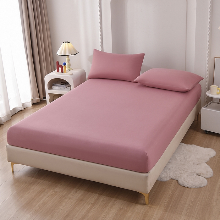 91家纺网 家纺一手货源 找家纺 禧合 2025新品外贸跨境电商亚马逊速卖通亲肤化纤磨毛单床笠欧美尺寸多多跨境平台TEMU SHEIN 玫瑰粉