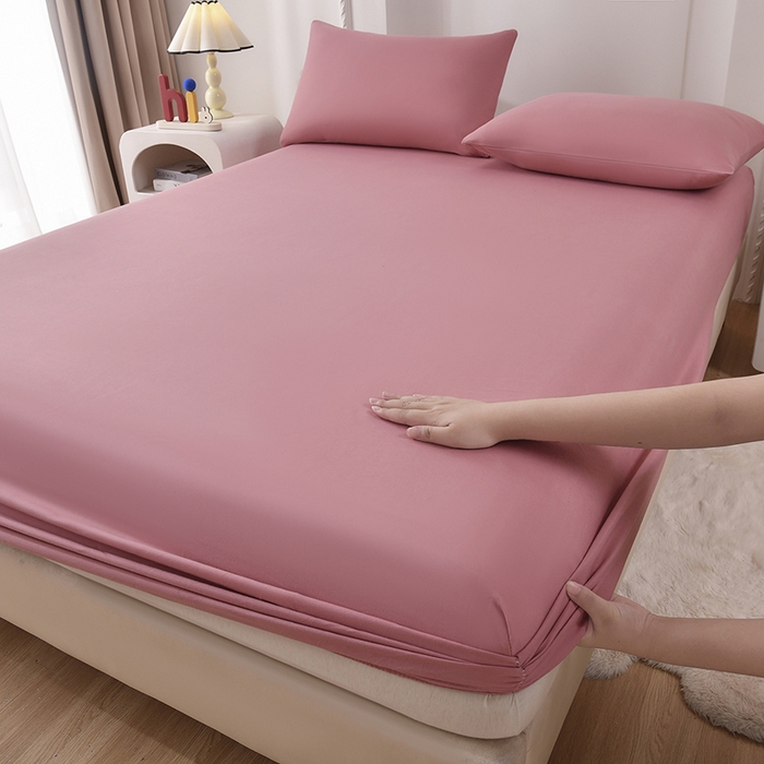 禧合 2025新品外贸跨境电商亚马逊速卖通亲肤化纤磨毛单床笠欧美尺寸多多跨境平台TEMU SHEIN 玫瑰粉