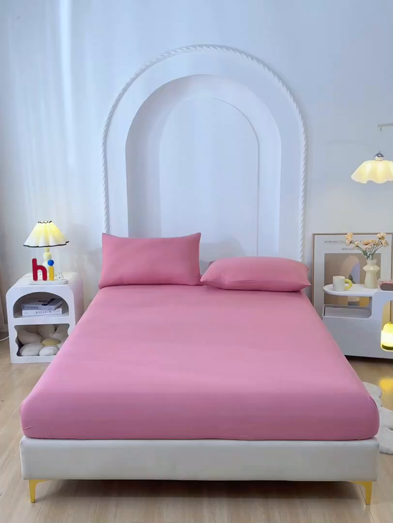 91家纺网 家纺一手货源 找家纺 禧合 2025新品外贸跨境电商亚马逊速卖通亲肤化纤磨毛单床笠欧美尺寸多多跨境平台TEMU SHEIN 玫瑰粉