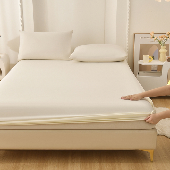 91家纺网 家纺一手货源 找家纺 禧合 2025新品外贸跨境电商亚马逊速卖通亲肤化纤磨毛单床笠欧美尺寸多多跨境平台TEMU SHEIN 奶油白