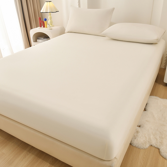 91家纺网 家纺一手货源 找家纺 禧合 2025新品外贸跨境电商亚马逊速卖通亲肤化纤磨毛单床笠欧美尺寸多多跨境平台TEMU SHEIN 奶油白