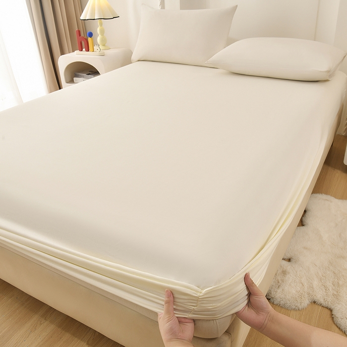 91家纺网 家纺一手货源 找家纺 禧合 2025新品外贸跨境电商亚马逊速卖通亲肤化纤磨毛单床笠欧美尺寸多多跨境平台TEMU SHEIN 奶油白