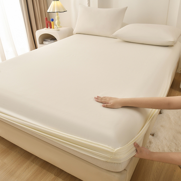 禧合 2025新品外贸跨境电商亚马逊速卖通亲肤化纤磨毛单床笠欧美尺寸多多跨境平台TEMU SHEIN 奶油白