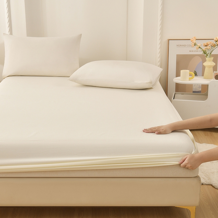 91家纺网 家纺一手货源 找家纺 禧合 2025新品外贸跨境电商亚马逊速卖通亲肤化纤磨毛单床笠欧美尺寸多多跨境平台TEMU SHEIN 奶油白