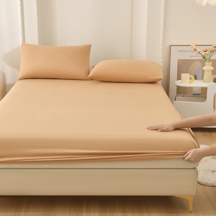 91家纺网 家纺一手货源 找家纺 禧合 2025新品外贸跨境电商亚马逊速卖通亲肤化纤磨毛单床笠欧美尺寸多多跨境平台TEMU SHEIN 暖阳橙