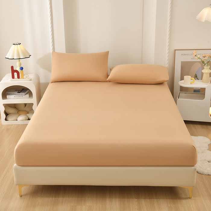 91家纺网 家纺一手货源 找家纺 禧合 2025新品外贸跨境电商亚马逊速卖通亲肤化纤磨毛单床笠欧美尺寸多多跨境平台TEMU SHEIN 暖阳橙