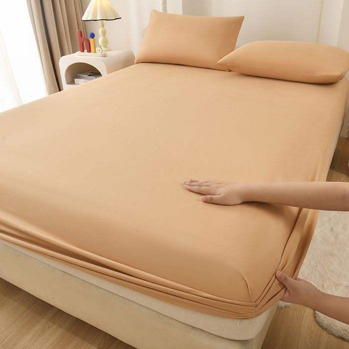 禧合 2025新品外贸跨境电商亚马逊速卖通亲肤化纤磨毛单床笠欧美尺寸多多跨境平台TEMU SHEIN 暖阳橙