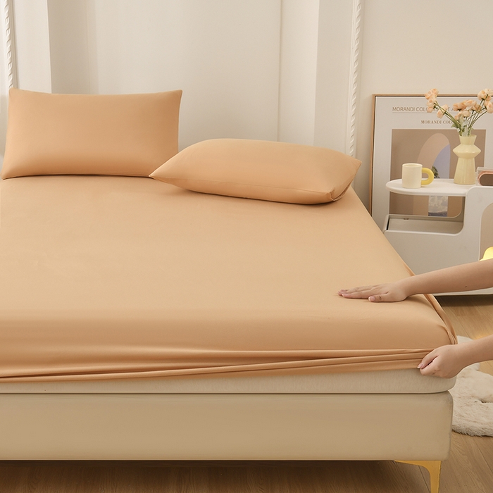 91家纺网 家纺一手货源 找家纺 禧合 2025新品外贸跨境电商亚马逊速卖通亲肤化纤磨毛单床笠欧美尺寸多多跨境平台TEMU SHEIN 暖阳橙