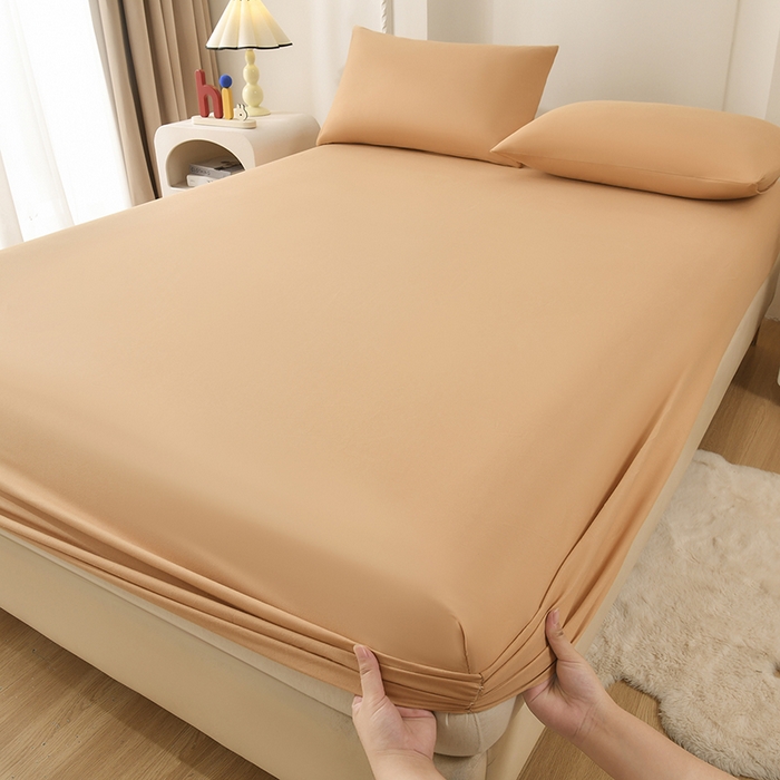 91家纺网 家纺一手货源 找家纺 禧合 2025新品外贸跨境电商亚马逊速卖通亲肤化纤磨毛单床笠欧美尺寸多多跨境平台TEMU SHEIN 暖阳橙