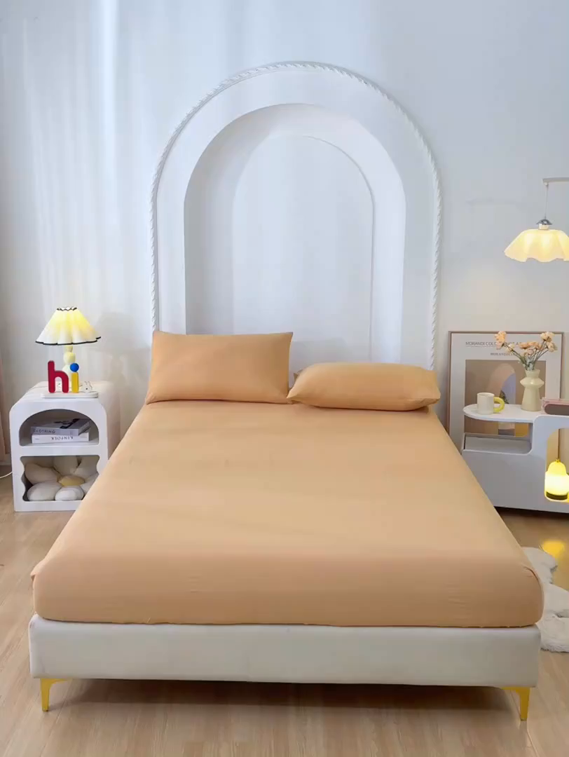 91家纺网 家纺一手货源 找家纺 禧合 2025新品外贸跨境电商亚马逊速卖通亲肤化纤磨毛单床笠欧美尺寸多多跨境平台TEMU SHEIN 暖阳橙