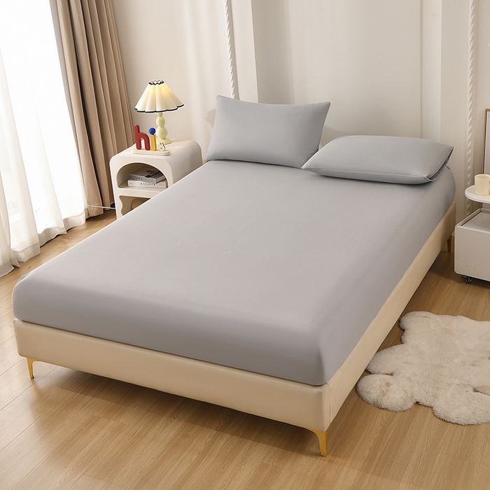 91家纺网 家纺一手货源 找家纺 禧合 2025新品外贸跨境电商亚马逊速卖通亲肤化纤磨毛单床笠欧美尺寸多多跨境平台TEMU SHEIN 浅隐灰