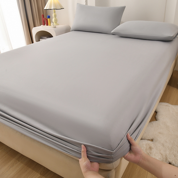 91家纺网 家纺一手货源 找家纺 禧合 2025新品外贸跨境电商亚马逊速卖通亲肤化纤磨毛单床笠欧美尺寸多多跨境平台TEMU SHEIN 浅隐灰