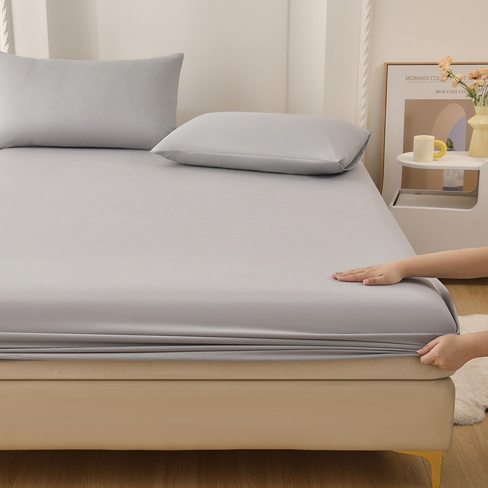 91家纺网 家纺一手货源 找家纺 禧合 2025新品外贸跨境电商亚马逊速卖通亲肤化纤磨毛单床笠欧美尺寸多多跨境平台TEMU SHEIN 浅隐灰