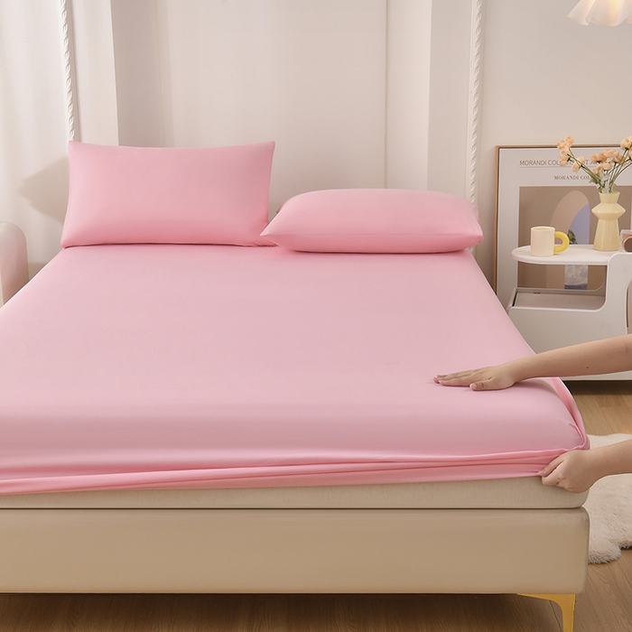 91家纺网 家纺一手货源 找家纺 禧合 2025新品外贸跨境电商亚马逊速卖通亲肤化纤磨毛单床笠欧美尺寸多多跨境平台TEMU SHEIN 桃夭粉