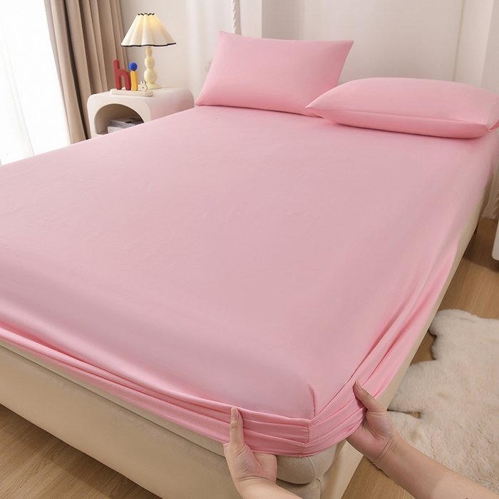 91家纺网 家纺一手货源 找家纺 禧合 2025新品外贸跨境电商亚马逊速卖通亲肤化纤磨毛单床笠欧美尺寸多多跨境平台TEMU SHEIN 桃夭粉