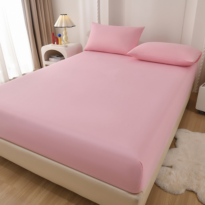 91家纺网 家纺一手货源 找家纺 禧合 2025新品外贸跨境电商亚马逊速卖通亲肤化纤磨毛单床笠欧美尺寸多多跨境平台TEMU SHEIN 桃夭粉