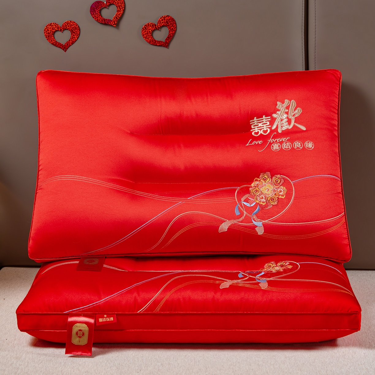 91家纺网 家纺一手货源 找家纺 （总）芯宜佳 2025新款全棉婚庆护颈枕枕头枕芯