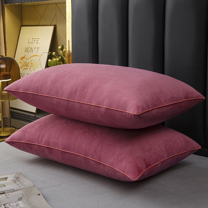 91家纺网 家纺一手货源 找家纺 织布人 2025新款枕芯秋冬季宝宝绒枕芯成人家用护颈助眠枕头学生宿舍枕芯 宝宝绒舒颈枕-豆沙