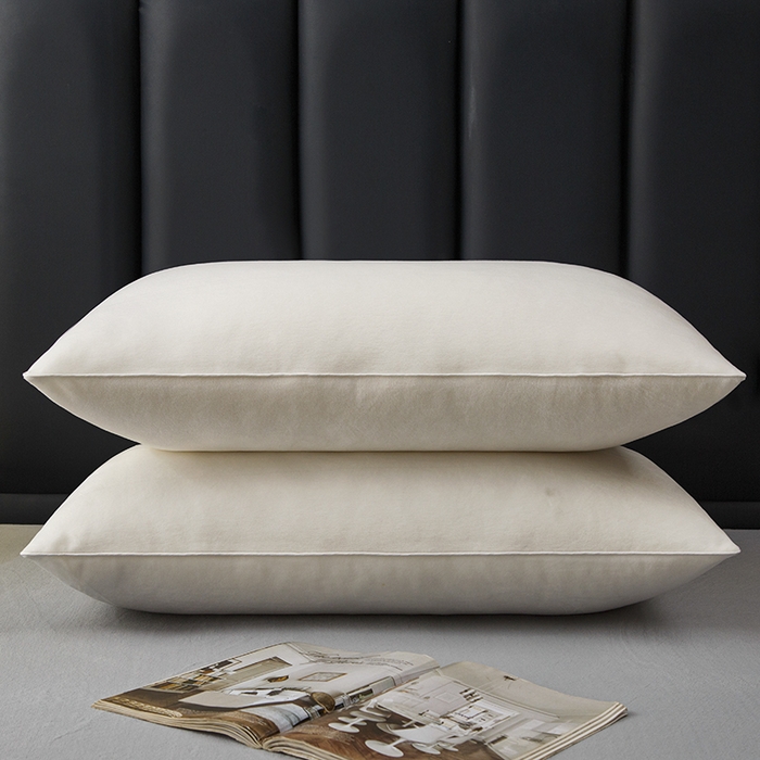 91家纺网 家纺一手货源 找家纺 织布人 2025新款枕芯秋冬季宝宝绒枕芯成人家用护颈助眠枕头学生宿舍枕芯 宝宝绒舒颈枕-米白