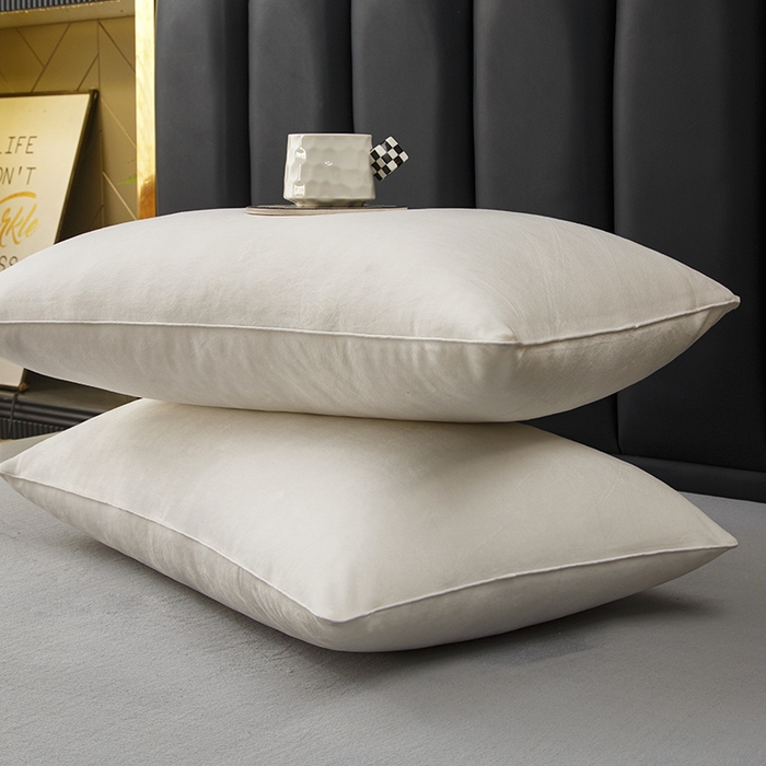 91家纺网 家纺一手货源 找家纺 织布人 2025新款枕芯秋冬季宝宝绒枕芯成人家用护颈助眠枕头学生宿舍枕芯 宝宝绒舒颈枕-米白